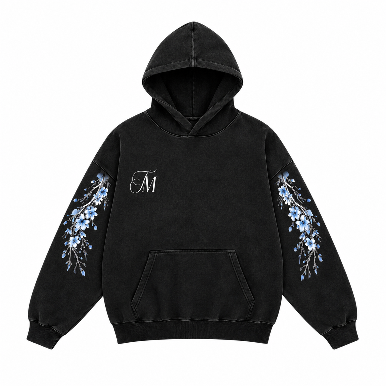 Zwarte Trui met Blauwe Bloemen